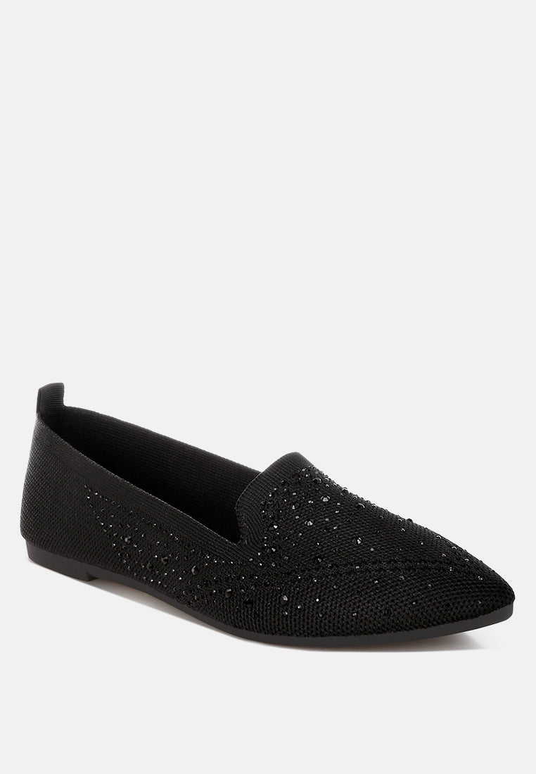 london rag women's rhinestone embellished pull tab loafers by motes#color_black