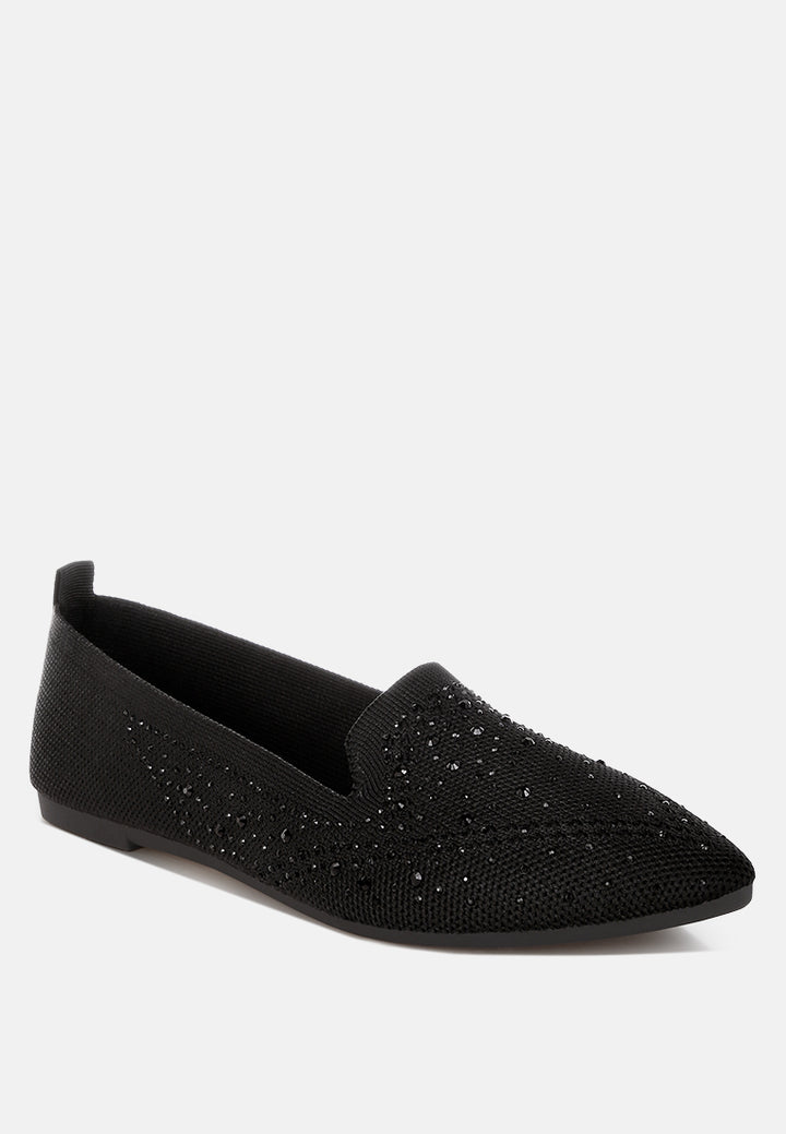 london rag women's rhinestone embellished pull tab loafers by motes#color_black