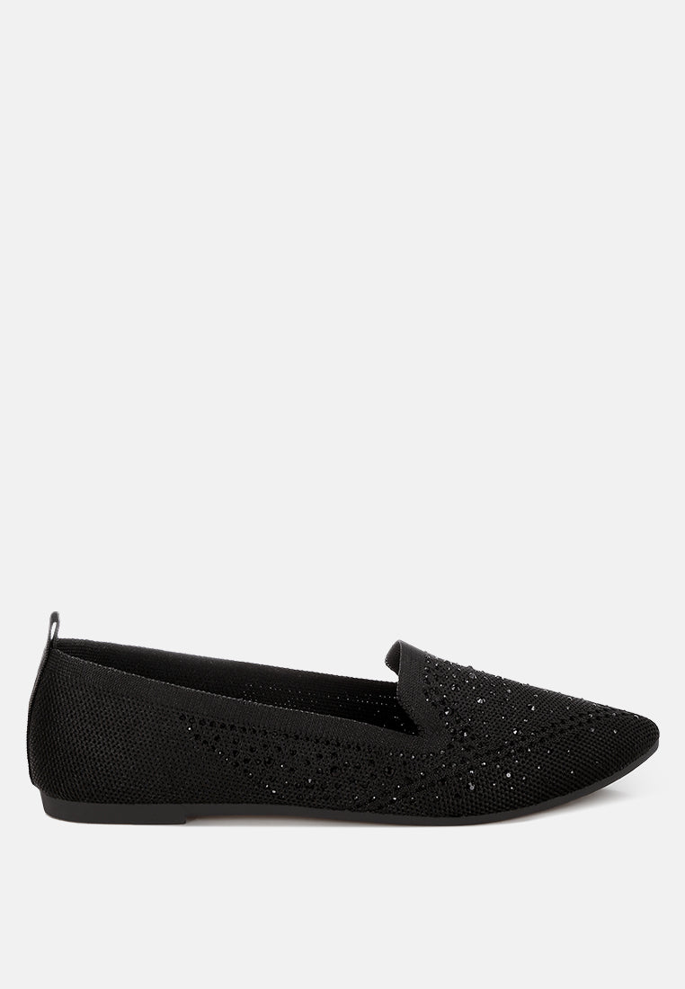 london rag women's rhinestone embellished pull tab loafers by motes#color_black