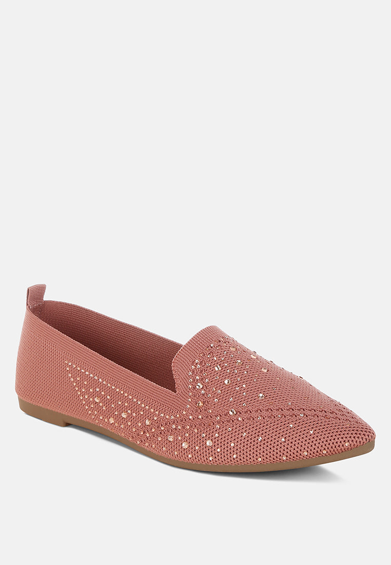 london rag women's rhinestone embellished pull tab loafers by motes#color_pink
