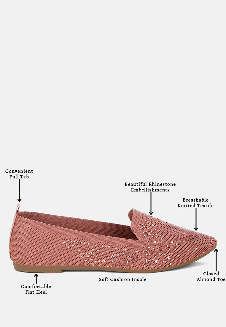 london rag women's rhinestone embellished pull tab loafers by motes#color_pink