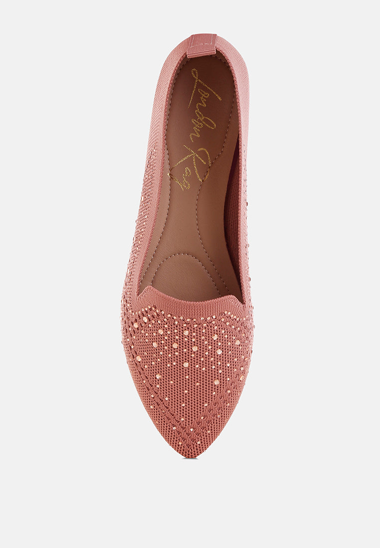 london rag women's rhinestone embellished pull tab loafers by motes#color_pink
