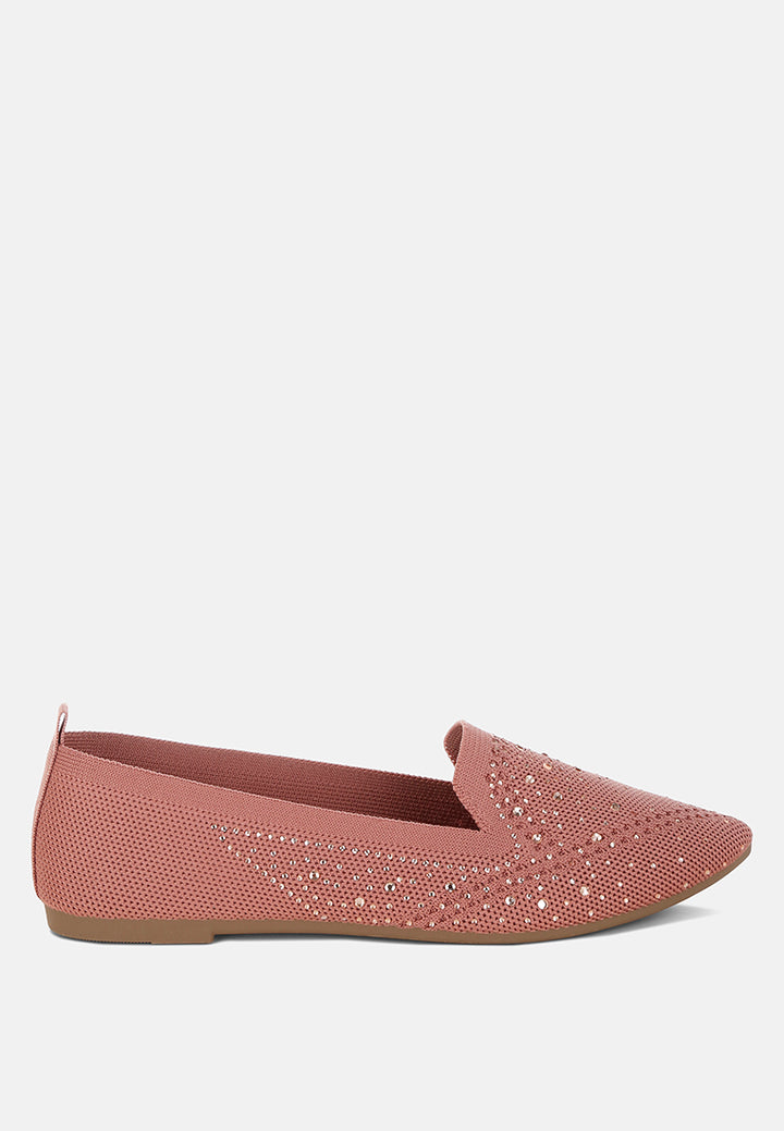 london rag women's rhinestone embellished pull tab loafers by motes#color_pink