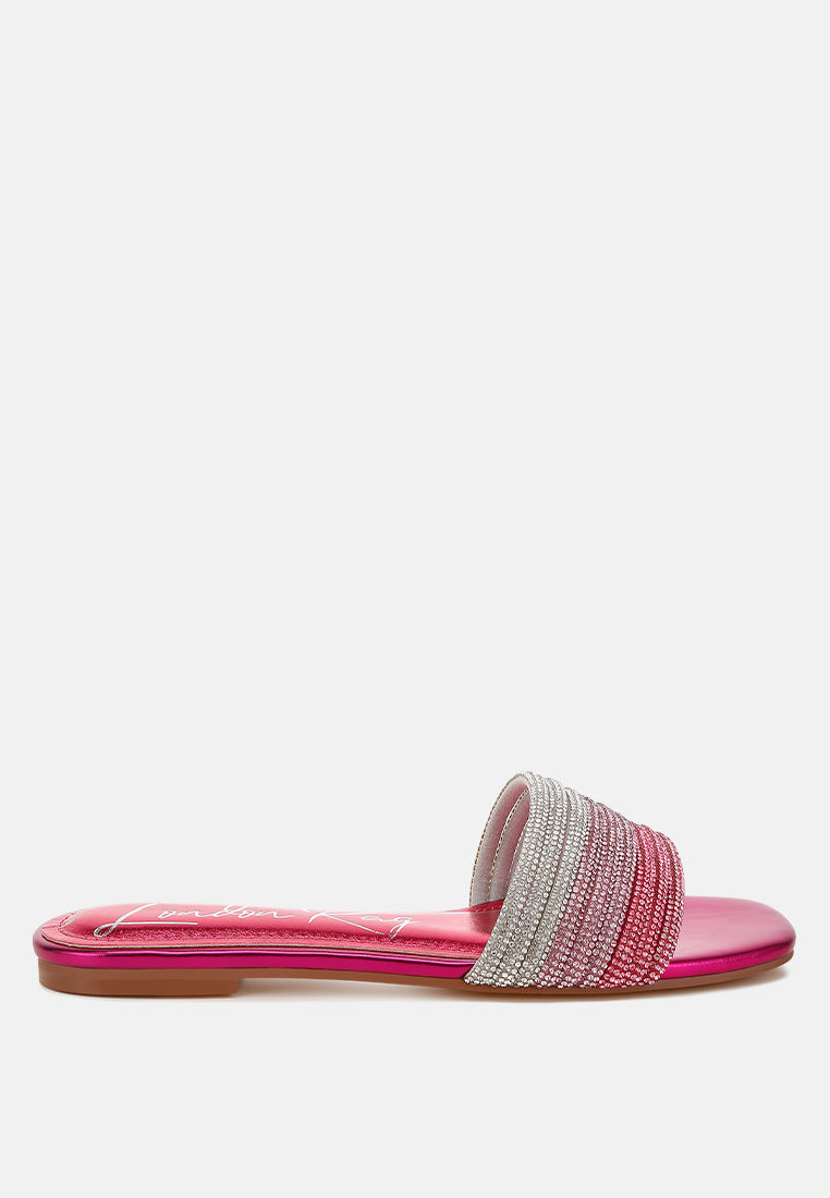 rhinestone strap slip on flats by ruw#color_fuchsia