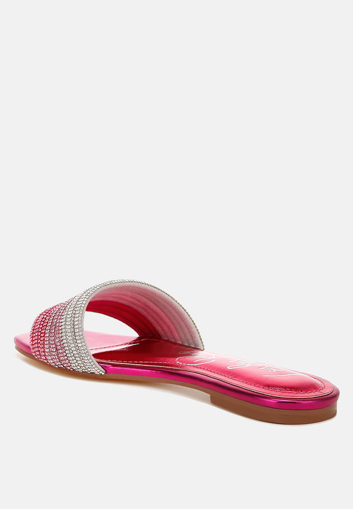 rhinestone strap slip on flats by rag#color_fuchsia