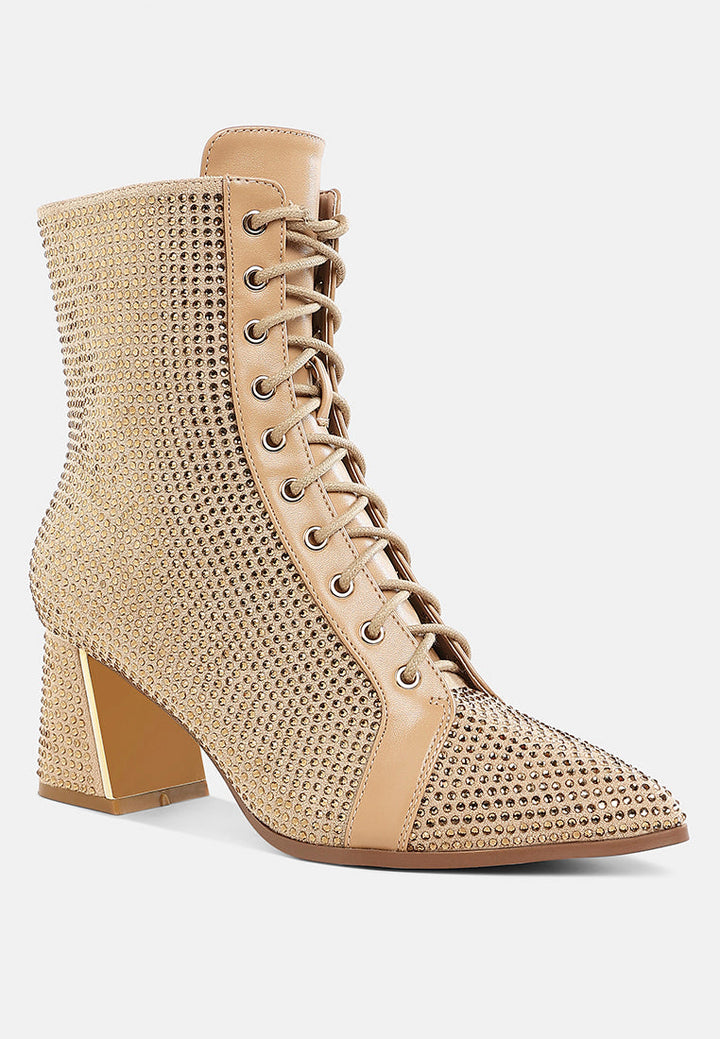 rhinestone embellished ankle boots by mode#color_beige