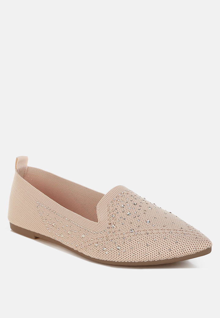 abedi rhinestone embellished pull tab loafers#color_beige