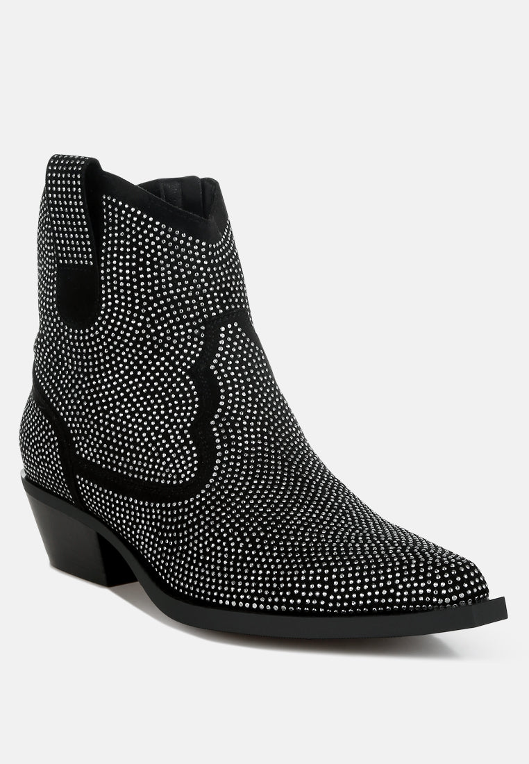 botas camperas costello con adornos de pedrería#color_negro
