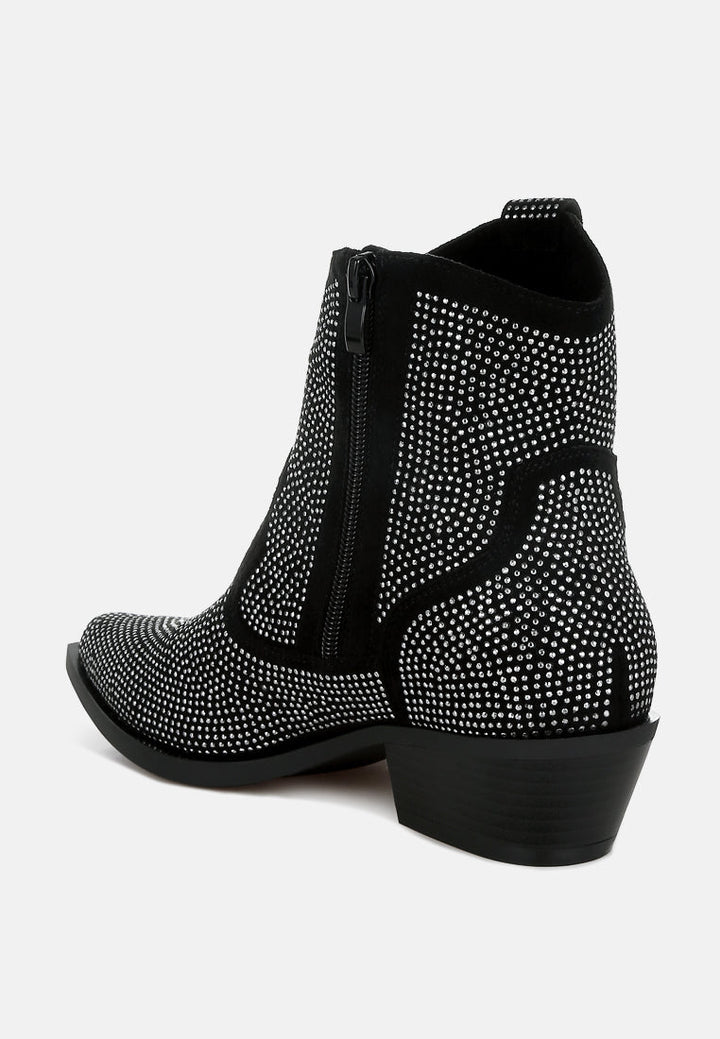 botas camperas costello con adornos de pedrería#color_negro