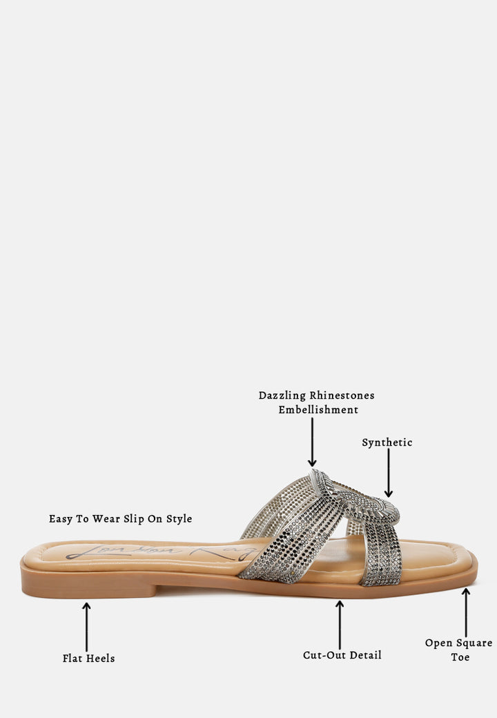 rhinestones embellished flat sandals by ruw#color_black