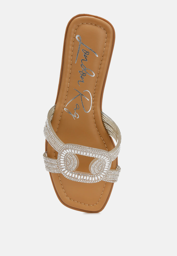 rhinestones embellished flat sandals by ruw#color_silver