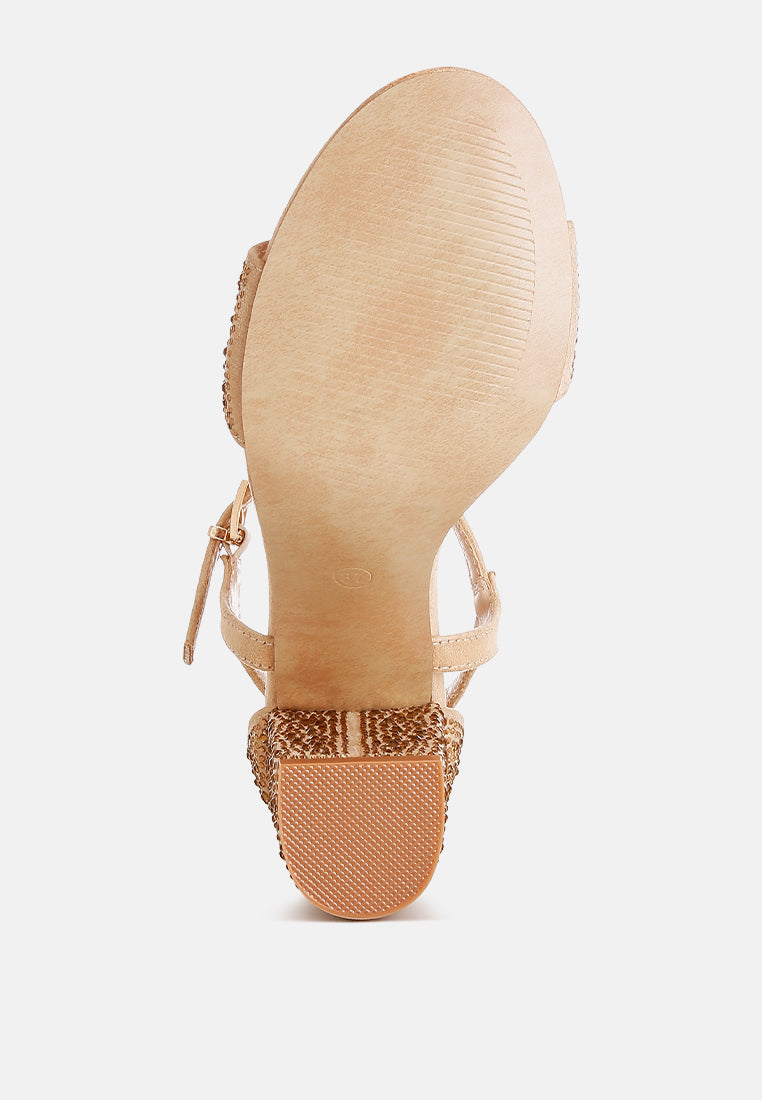 rhinestones embellished sandals by ruw#color_beige