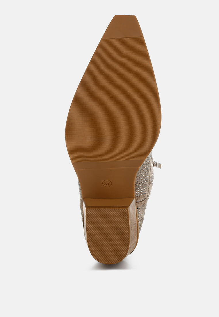 botas vaqueras con adornos de pedrería costello#color_taupe