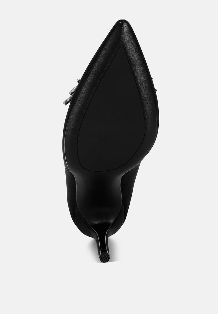 rhodolia diamante brooch detail satin pumps#color_black