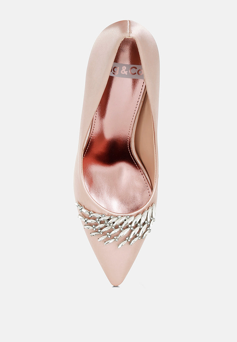 rhodolia diamante brooch detail satin pumps#color_blush
