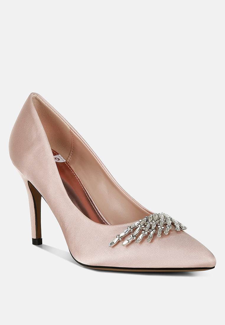 rhodolia diamante brooch detail satin pumps#color_blush