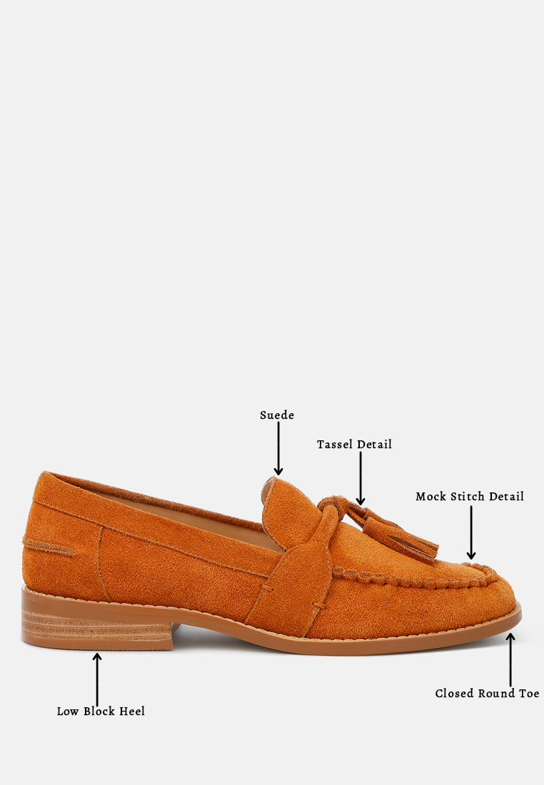 rhone tassels detail suede loafers#color_tan