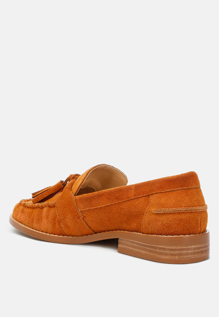 rhone tassels detail suede loafers#color_tan