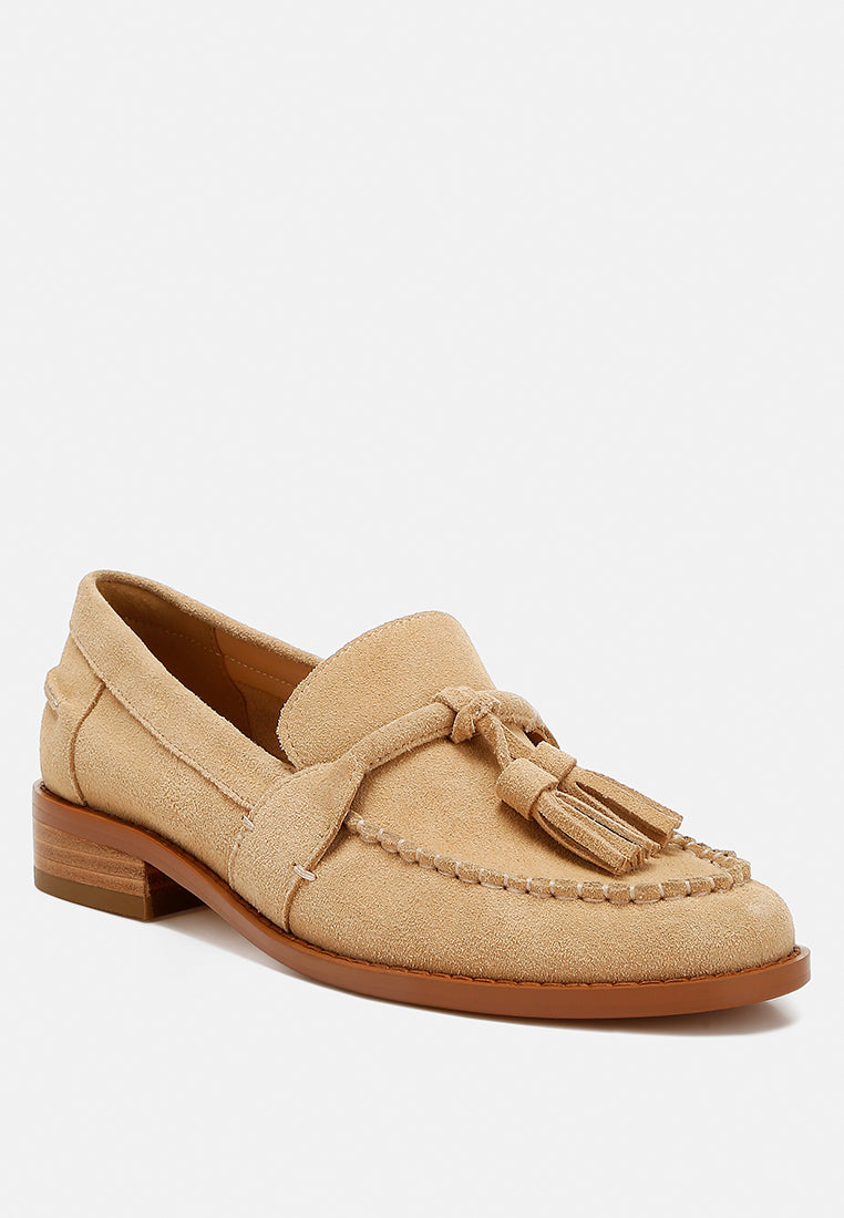 rhone tassels detail suede loafers#color_beige