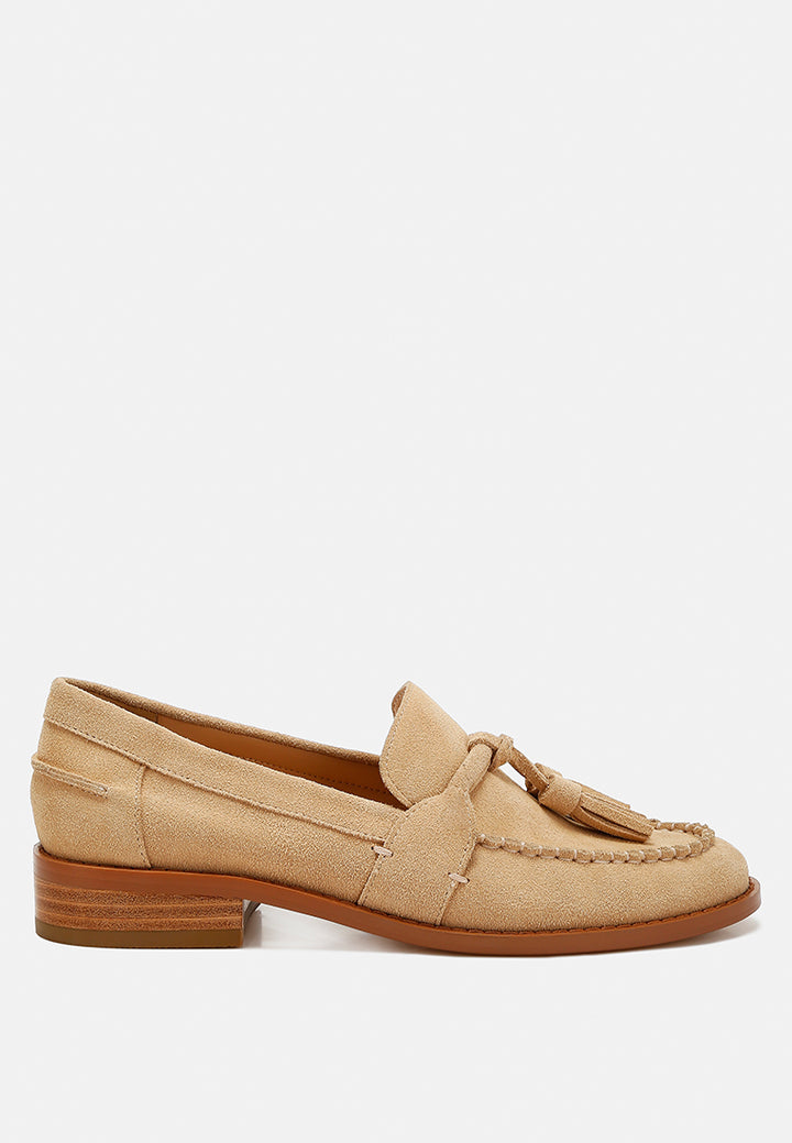 rhone tassels detail suede loafers#color_beige