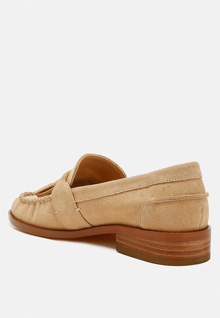 rhone tassels detail suede loafers#color_beige