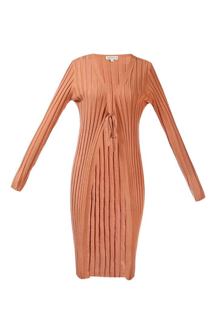 rib knit wrap shrug#color_coral