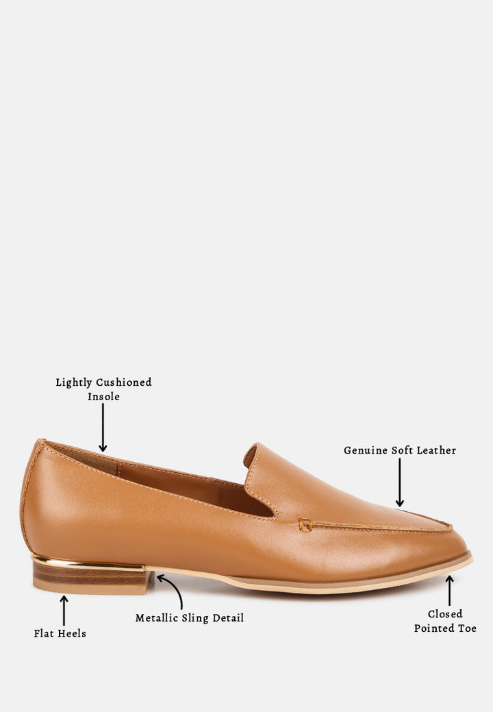 richelli metallic sling detail loafers#color_tan