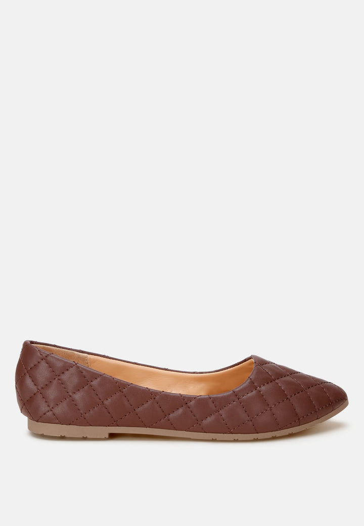 rikhani quilted detail ballet flats#color_brown