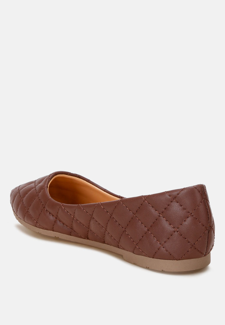 rikhani quilted detail ballet flats#color_brown