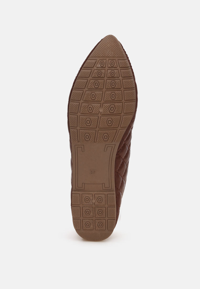 rikhani quilted detail ballet flats#color_brown