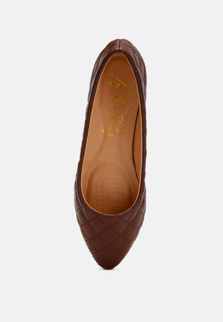 rikhani quilted detail ballet flats#color_brown