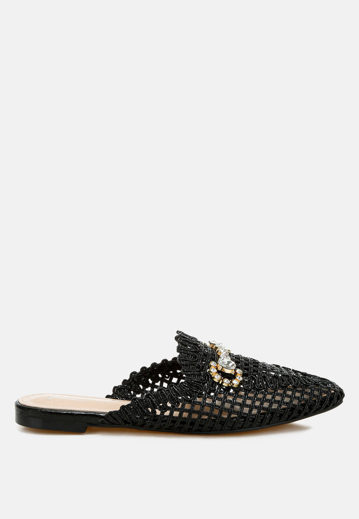 metallic woven diamante mules by ruw#color_black