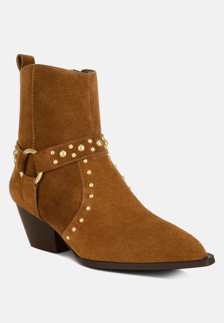 studded suede ankle boots by ruw#color_taupe