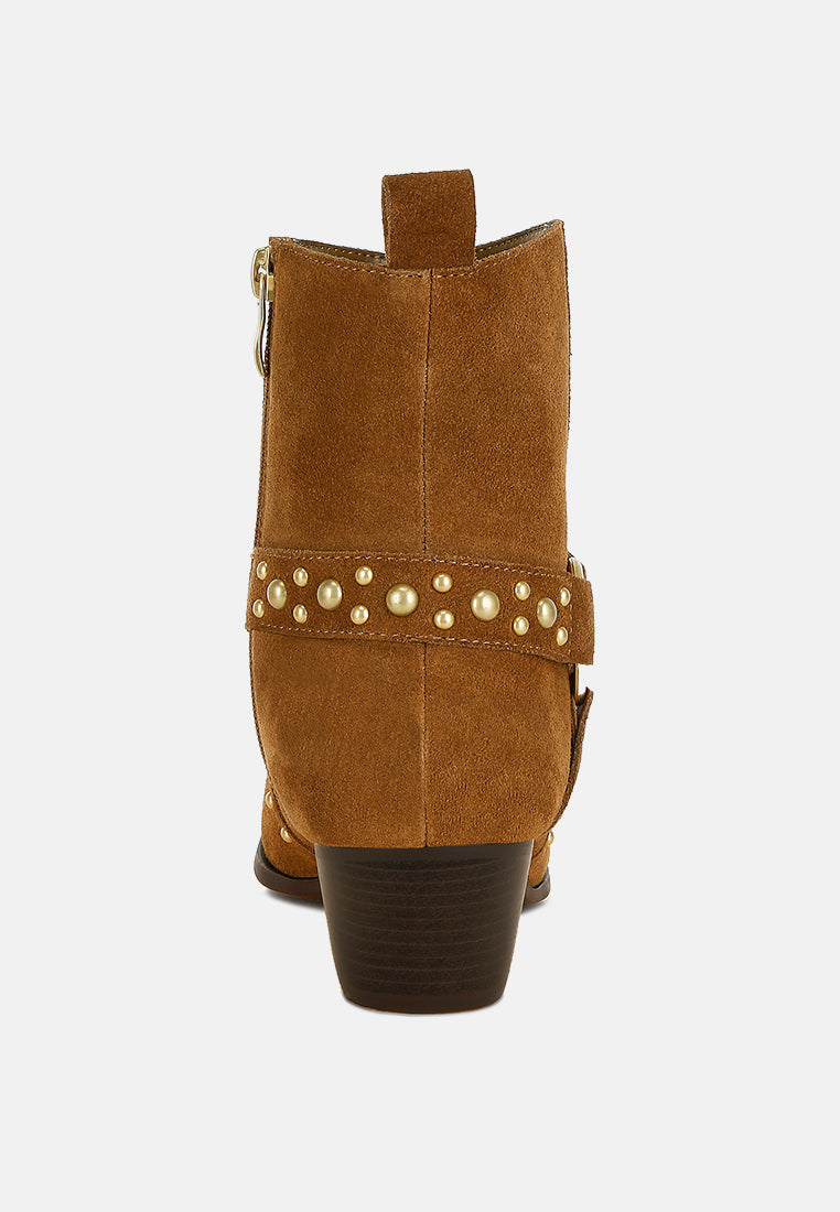 studded suede ankle boots by ruw#color_taupe