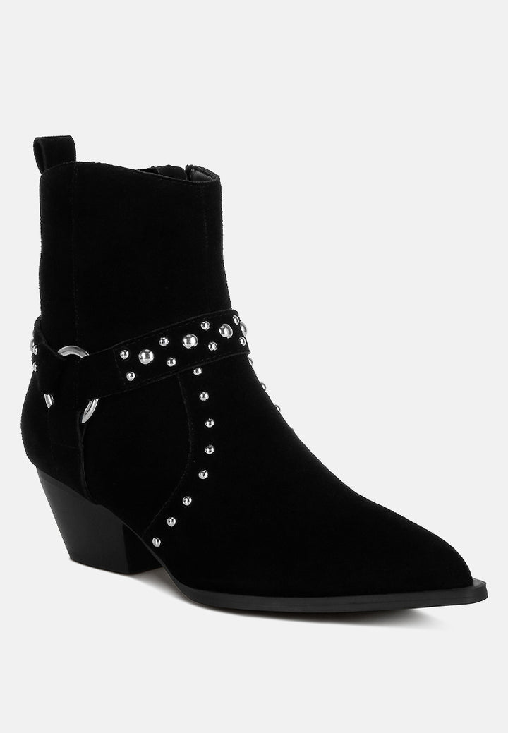 studded suede ankle boots by ruw#color_black