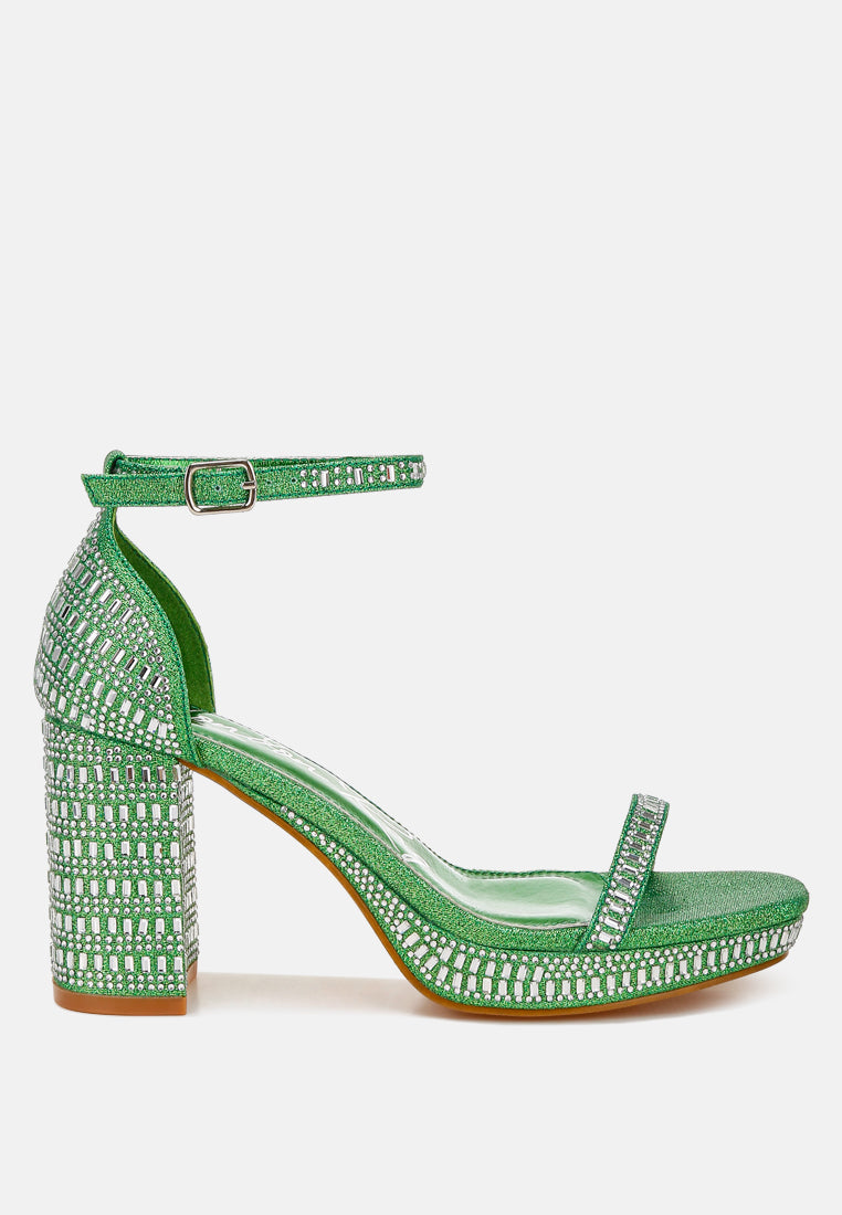 ronan rhinestones embellished block sandals#color_green