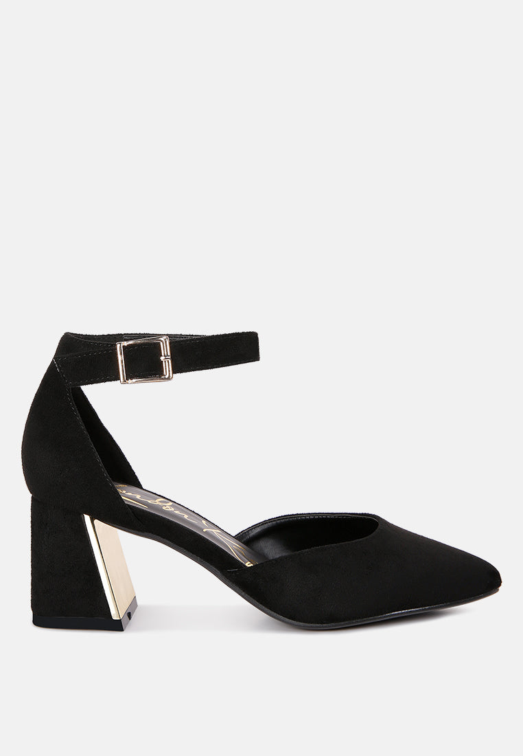 rory metallic sling detail block heel sandals#color_black