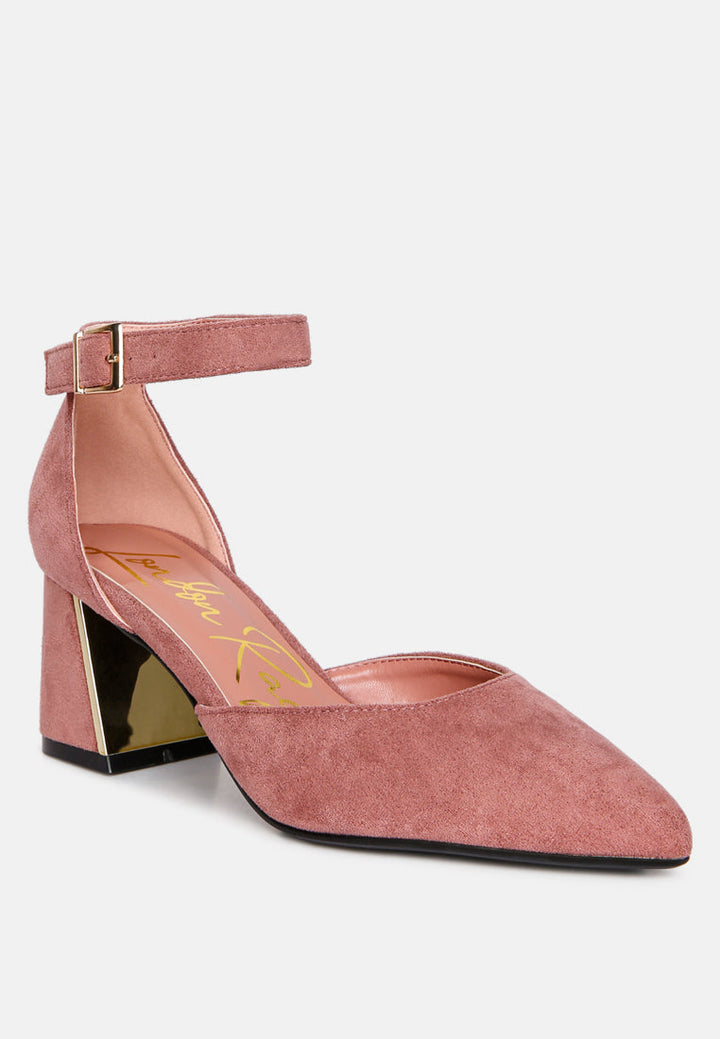 rory metallic sling detail block heel sandals by rag#color_blush