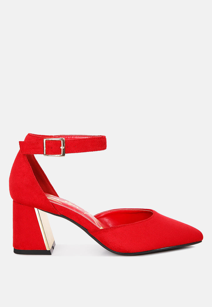 rory metallic sling detail block heel sandals by rag#color_red