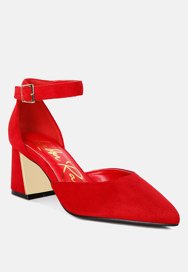 rory metallic sling detail block heel sandals by rag#color_red