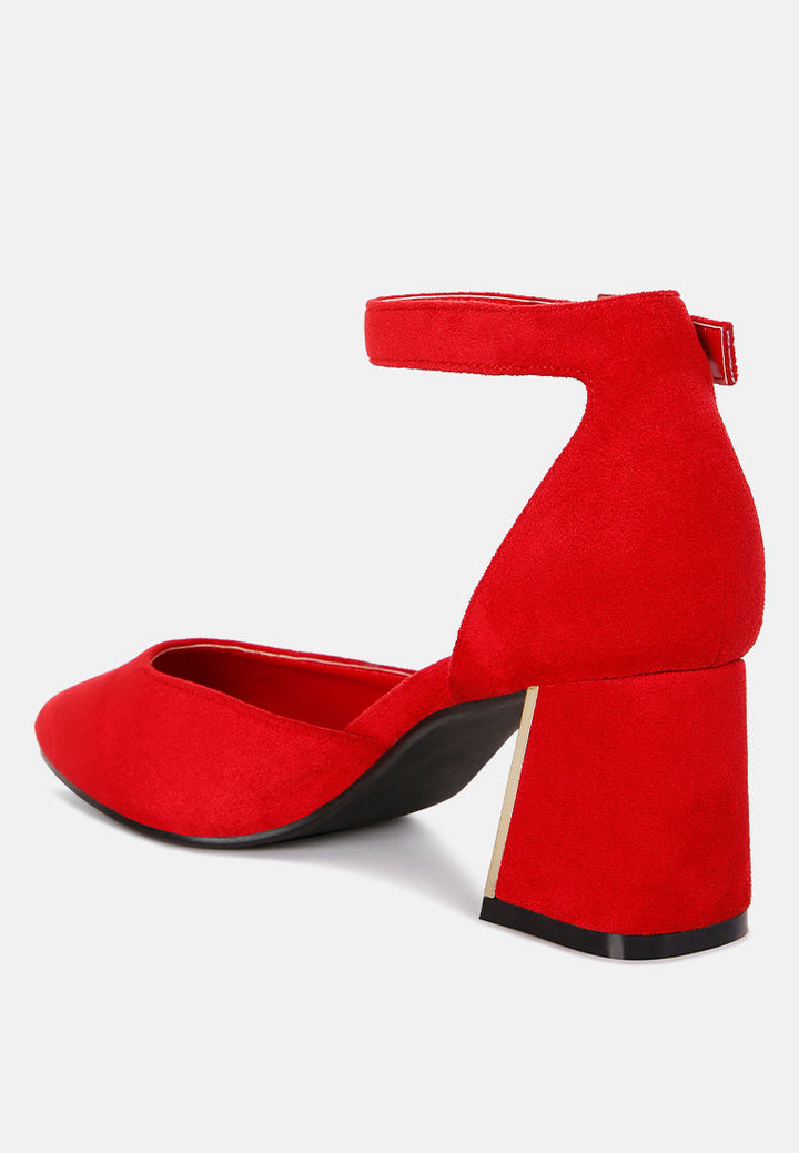 rory metallic sling detail block heel sandals by rag#color_red