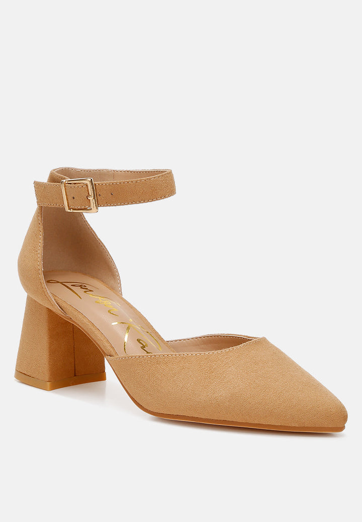 microfiber block heel sandals by rag#color_beige