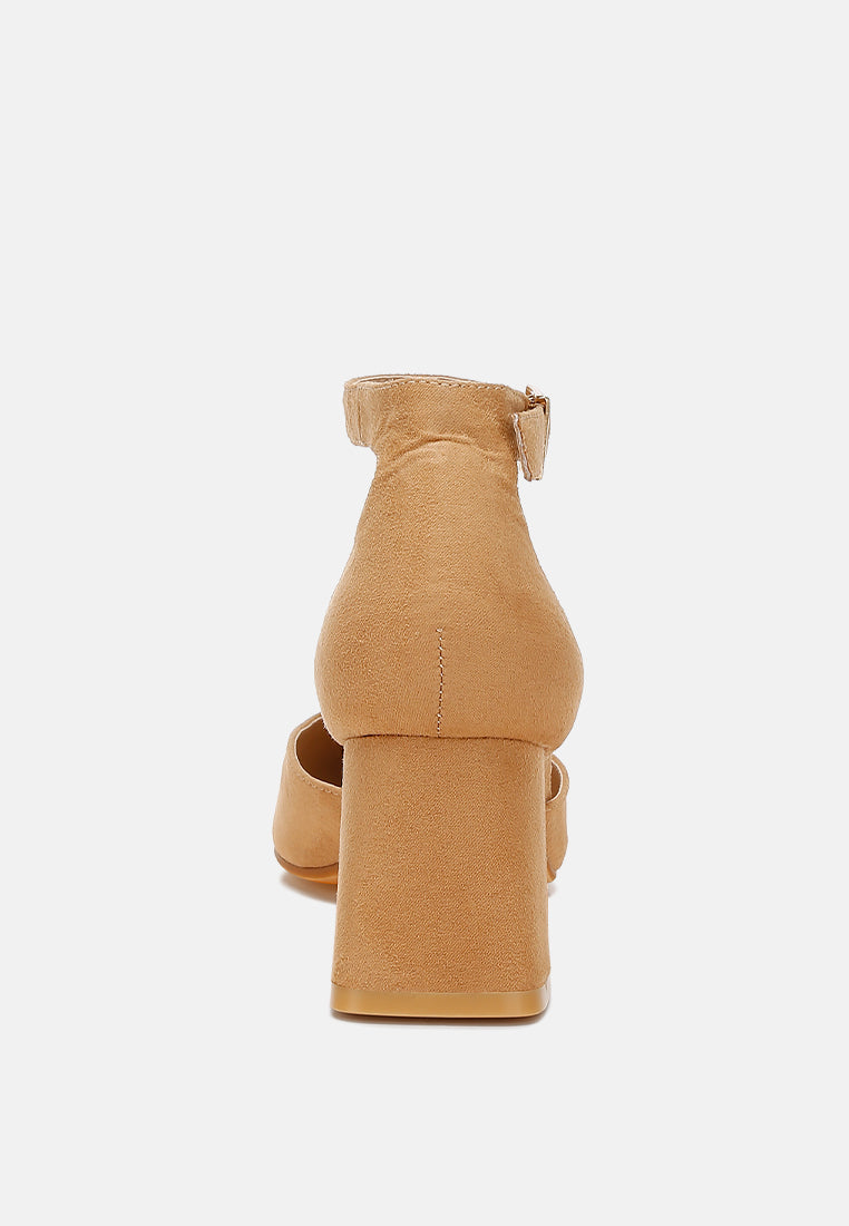 microfiber block heel sandals by rag#color_beige