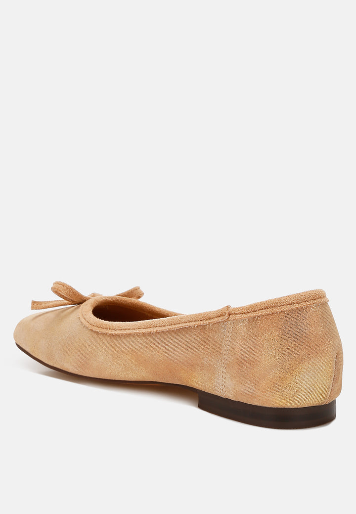 rubyrose suede bow embellished ballerinas#color_beige