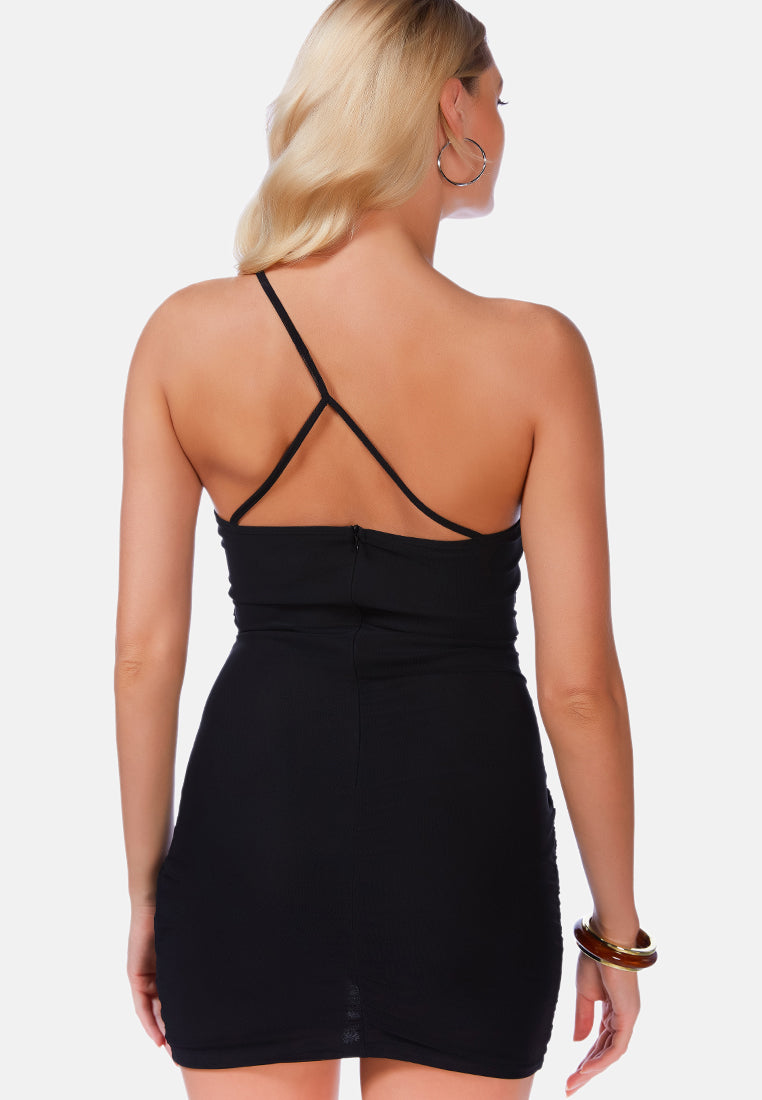 ruched bodycon mini dress by ruw#color_black