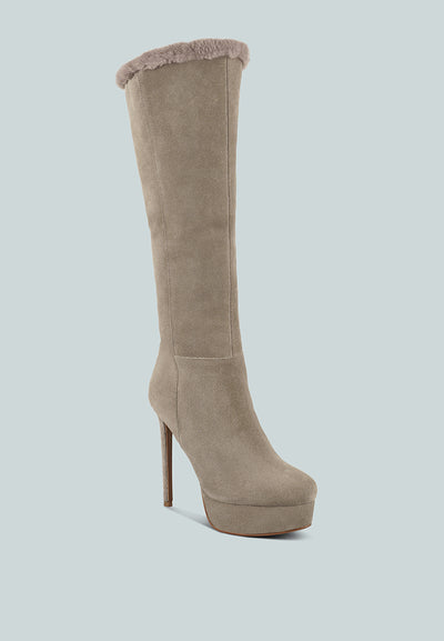 SALDANA Convertible Suede Leather High Boots#color_taupe