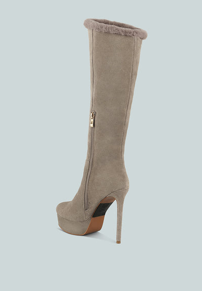 SALDANA Convertible Suede Leather High Boots#color_taupe