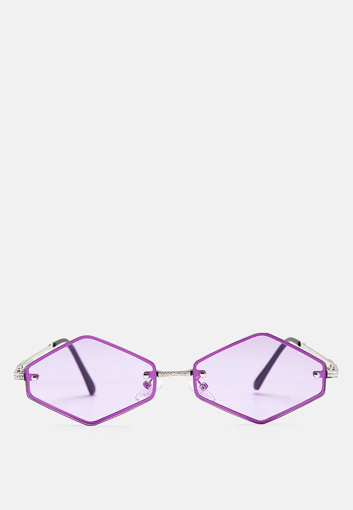 thin rim rhombus sunglasses#color_purple