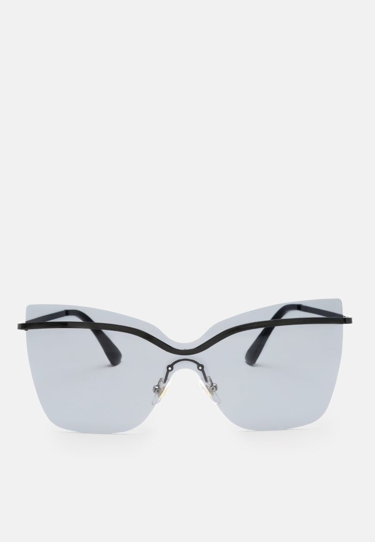 stylized rim cateye sunglasses#color_black