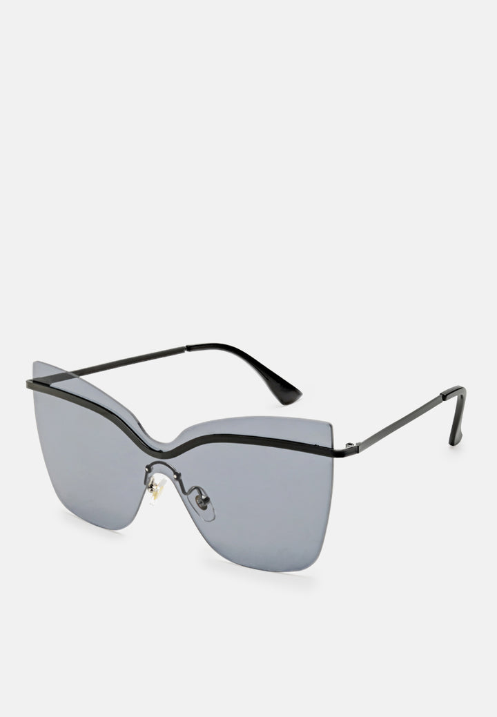 stylized rim cateye sunglasses#color_black